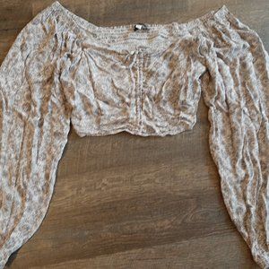 Puff Sleeve Paisley Crop Top